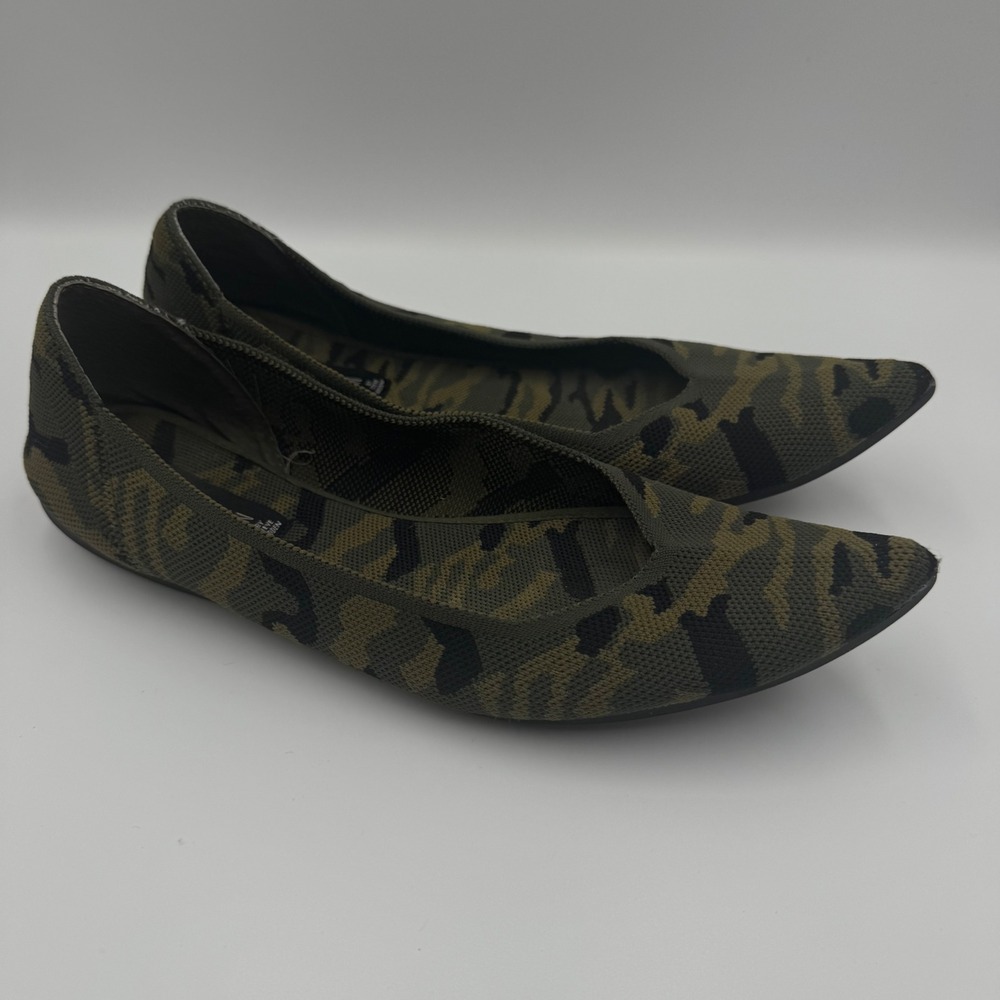 Steven by Steve Madden Rosy Flats Women 10 Green Camo Knit Pointed Toe Shoes - Picture 4 of 7